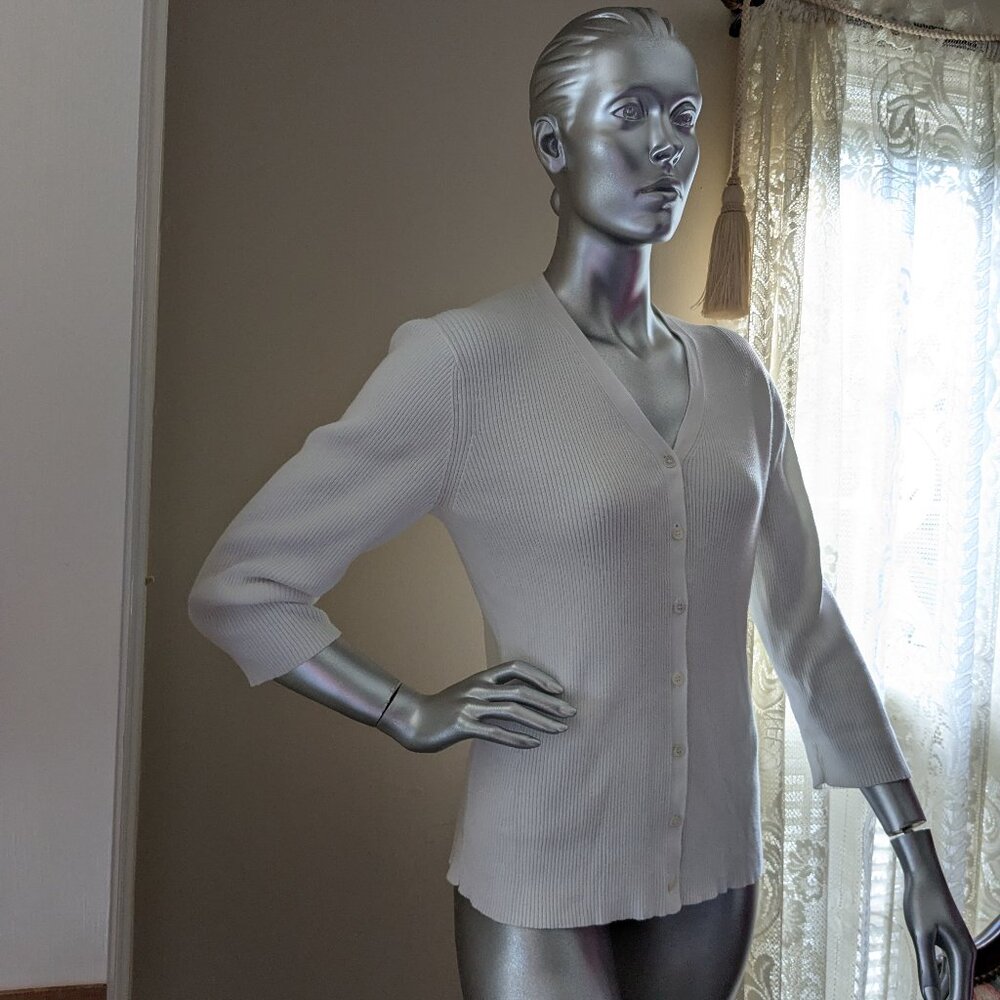 Banana Republic White Cotton Cardigan